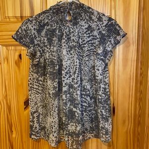 Express cap sleeve gauzy high neck shirt